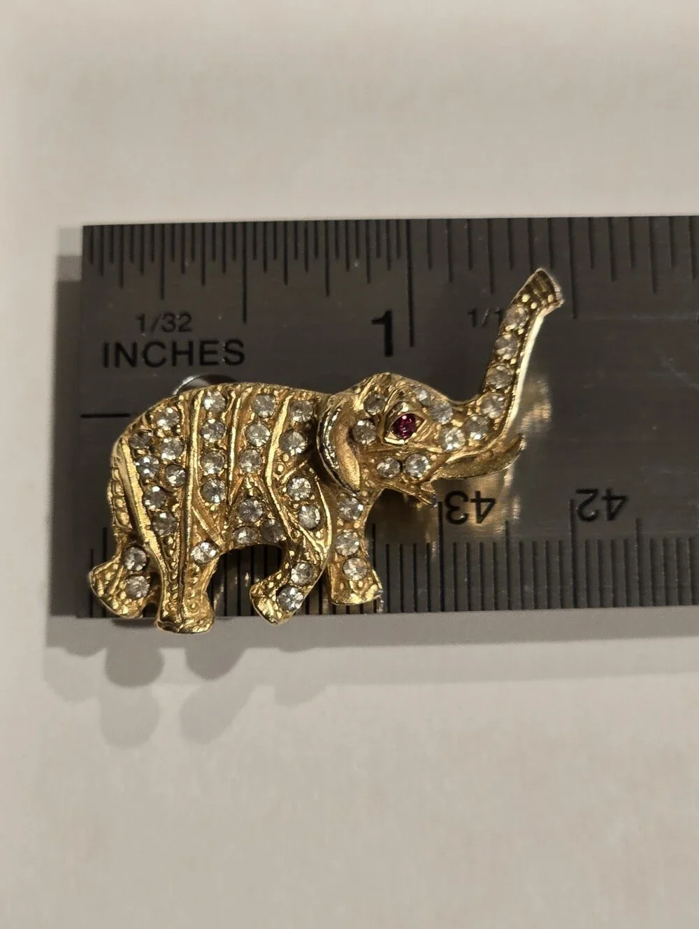BSK Branded Vintage Rhinestone Elephant Brooch